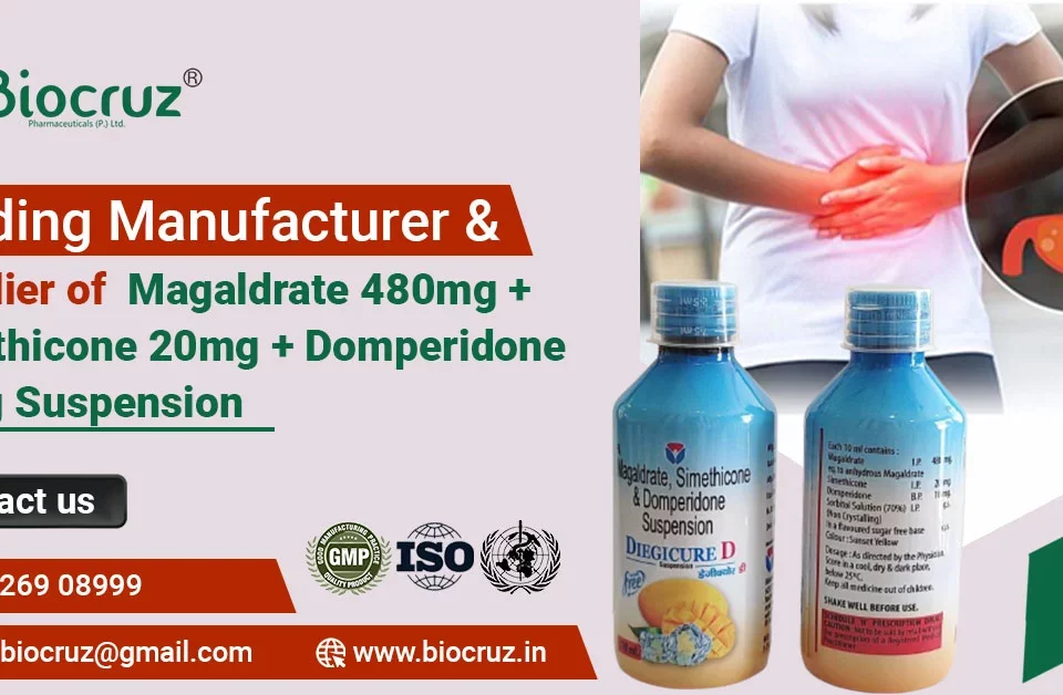 Magaldrate 480mg + Simethicone 20mg + Domperidone 10mg Suspension in India